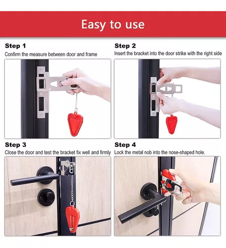  Paquete de 2 alarmas de tope de puerta con sirena de 120 dB  para seguridad en el hogar, apartamentos, casas, tope de puerta portátil,  alarma para viajes, habitación de hotel, seguridad