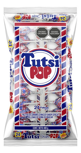 Paletas Tutsi Pop Cereza 24 Piezas