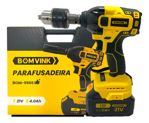 Furadeira Parafusadeira De Impacto 21v Com Bateria