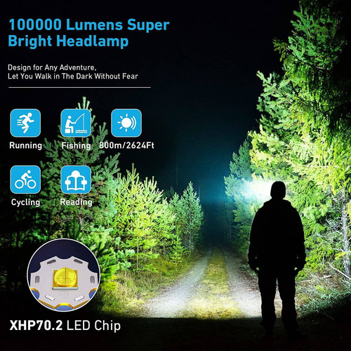 2 Faros Led Recargables De 100000 Lúmenes