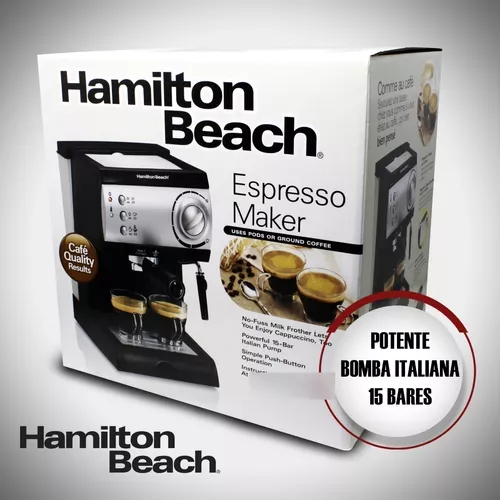 MAQUINA EXPRESSO Y CAPUCCINO HAMILTON BEACH 40715 1000 WATTS 2 TAZAS