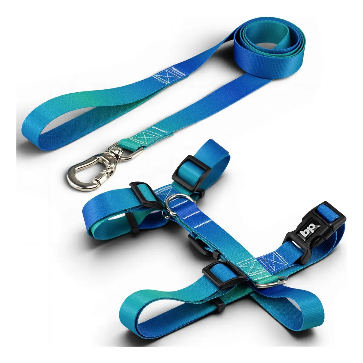 Coleira Peitoral Com Guia Para Cachorro Tamanho Médio Porte Regulável ajustável Bulldog Bug SRD Vira Lata Beagle Corgi Pet Cães Basic Pet Cor Lake
