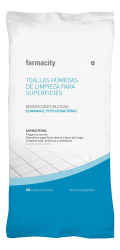 Toallas Húmedas Desinfectantes Farmacity X 40 Un