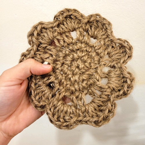 Posavasos/ Posatazas Crochet Yute X 4 Unidades Mandala Marrón Claro
