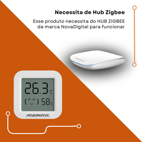 Sensor Temperatura E Umidade Com Display Novadigital Zigbee