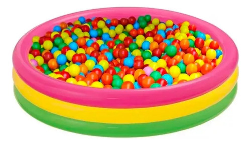 Piscina Inflable Redonda Acolchada Bebé 60cm + 50 Pelotas