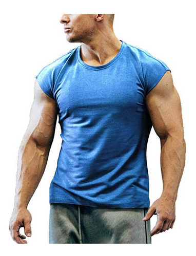 Camiseta Manga Entrenamiento Para Hombre Muscular Gimnasio