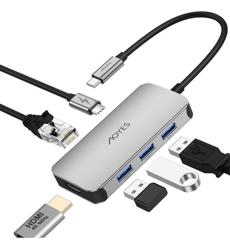 Hub Usb C, Usb C A Hdmi 4k A 60hz, Adaptador Multipuerto Aoy