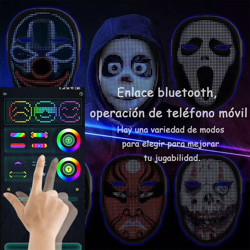 Máscara Led Fiesta Recargable Hallowen Cosplay Multi Luminos