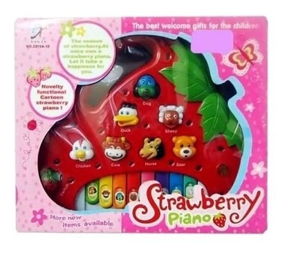 Pianinho Morango Bebê Brinquedo Infantil Educativo Musical