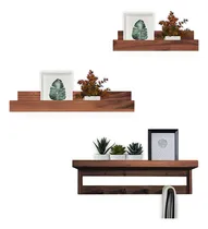 Comprar Kit 2 Repisas 1 Perchero Biblioteca Especiero Madera Colores Color Cedro