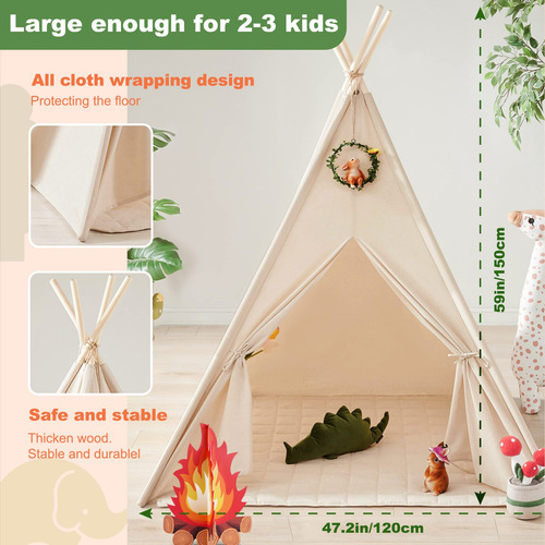 Tienda De Campaña Tipo Tipi Para Niños Con Luces Color