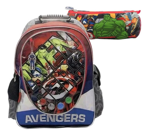 Mochila 18 Avengers Vengadores Primaria Cartuchera Colegio C