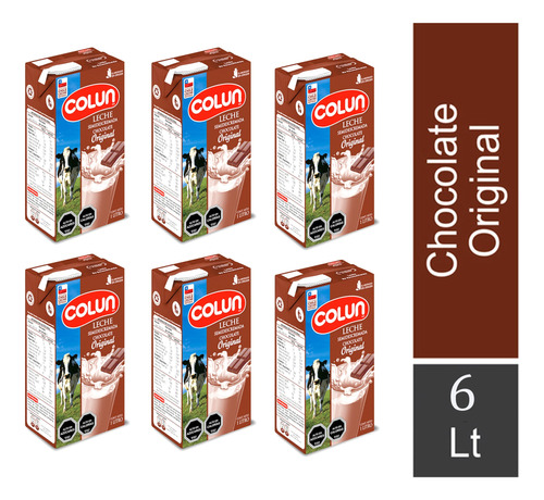 Leche Chocolate Original 1lt Colun, Sabroso Pack 6