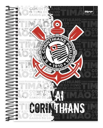 Caderno Corinthians 10 Matérias 160f Gaviões Capa Dura Cor Branco