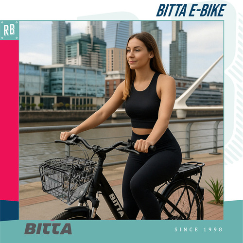 Canasto Delantero Bitta Para Bicicleta Eléctrica o Paseo – Cesto Reforzado de Malla Metálica Negra – Soporte Resistente, Ideal para e-Bikes, Cómodo y Seguro para Cargas Ligeras o Bolsos