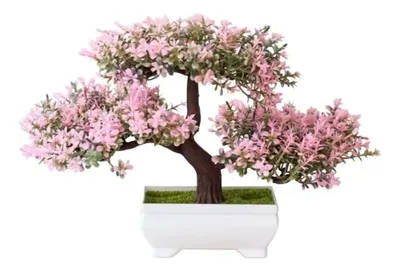 Planta Bonsai Vaso Artificial Flores Realista Decoração Mesa