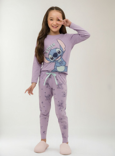 Pijama Infantil Lilo E Stitch Longo Evanilda 0005 Tam 4 6 8