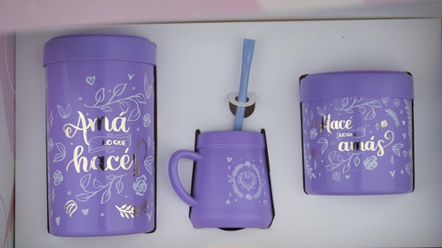 Set Caja Regalo Matero Yerbera Azucarera Mate Bombilla Madu