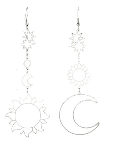 Aretes Moda Bohemios Luna Estrella Y Sol Acero Inoxidable 