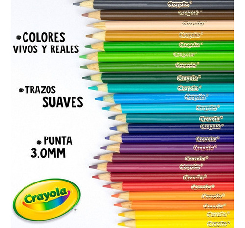 Caja 24 Lapices Colores Redondos + Sacapuntas Dibujo Crayola