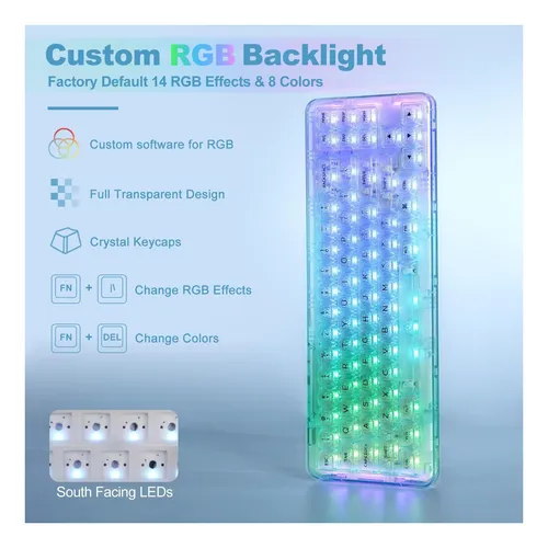 Teclado Mecanico Yunzii X71 Crystal Switch Inalambrico Rgb