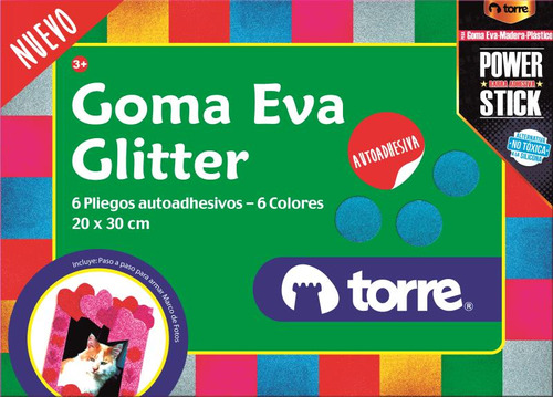 Bloque Goma Eva Torre Adhesiva Glitter