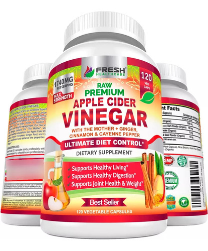 Apple Cider Vinegar 1600 Mg Vegan Pastillas Bajar Peso Supre