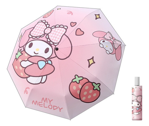 Paraguas Automático Hello Kitty Pachacco Con Protección Uv