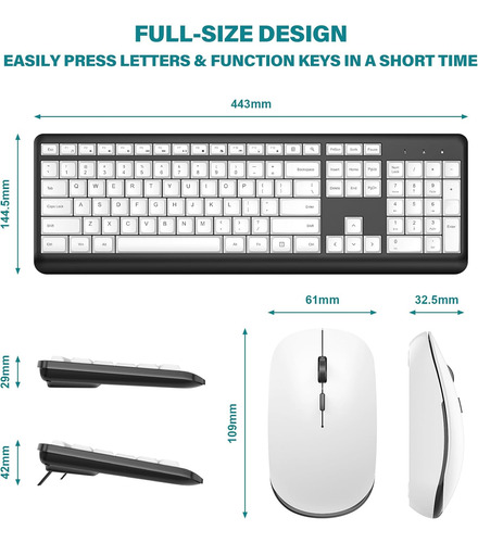 Combo De Teclado Y Mouse Inalámbricos, Juego De Teclado Y Mo