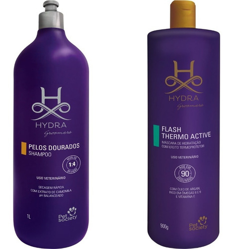 Shampoo Pelos Dourados 1 L+ Mascara Flash Thermo Acitve 900g