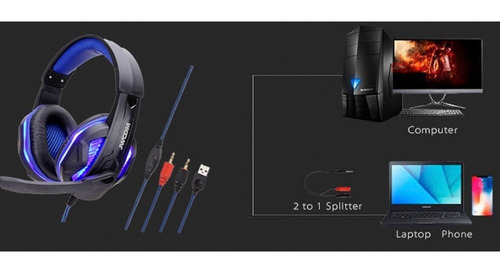Headphone Gamer Jwcom Usb Microfone Pc Not Ps4 Cel Com Led