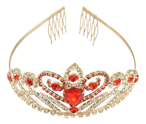 Tiara De Diamantes De Imitación De Cristal Dorado Con Peine