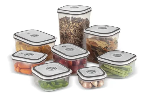 Kit Potes Plásticos Transparente com Tampa Branca 8 Unidades Electrolux