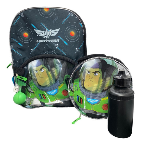 Mochila Escolar Buzz Lightyear Toy Story Con Lonchera. Color Negro