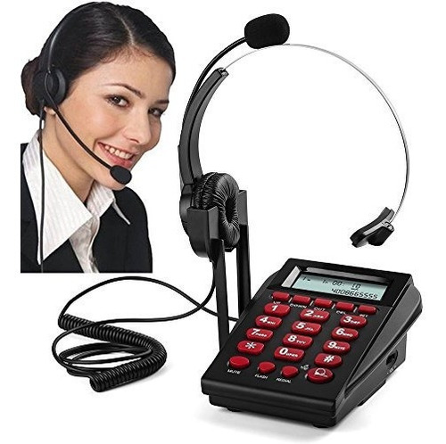 Telefono Diadema Call Center Pbx Dial Pad Pantalla Lcd Graba