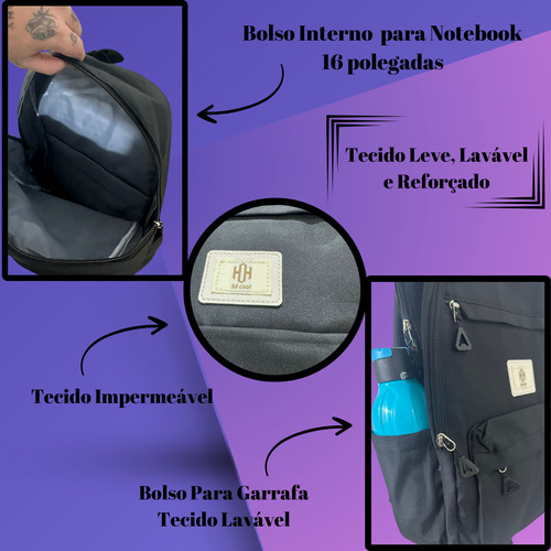 Mochila Feminina Impermeável Notebook Escolar Trabalho Bolsa Cor Verde-claro Desenho Do Tecido Lisa
