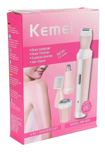 Depiladora eléctrica femenina recargable Kemei Km-3024 Pink Bivolt