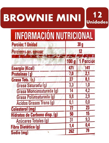 Mini Brownies De La Marca Nutra Bien - Caja Con 12 Unidades.