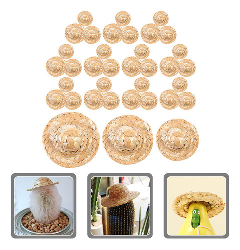 Sombreros De Paja En Miniatura Con Sombrero De Paja