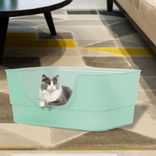 Bandeja De Arena Para Gatos Con Parte Abierta, Gran Verde