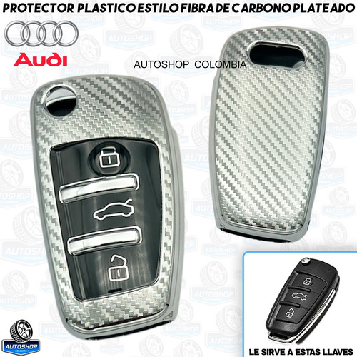 Forro Protector Llave Audi Plastico Fibra Plateado