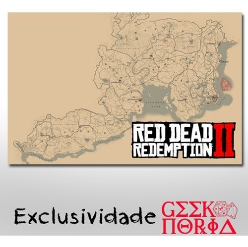 Placa Criativa Decorativa Game Red Dead Redemption Mapa