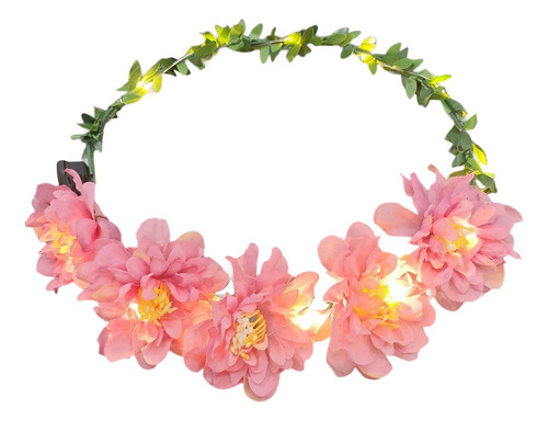 Diadema De Flores, Tocado De Corona Floral, Con Luz