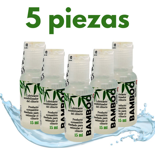 Set 5 Lubricante Gel Baseagua Multiorgásmico Clitoral Bamboo Sabor Fresa