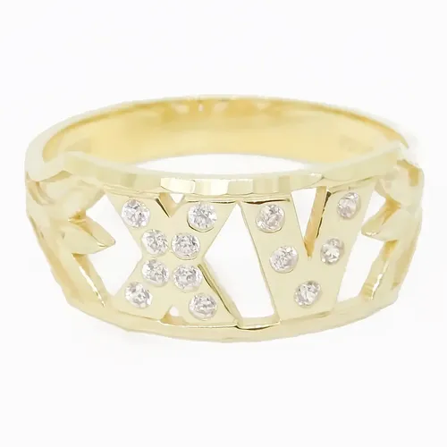 Anello Uomo Oro Giallo 10k Solido Con Cuori E Baci - Zirconia, Taglia 7, Goldum NYC