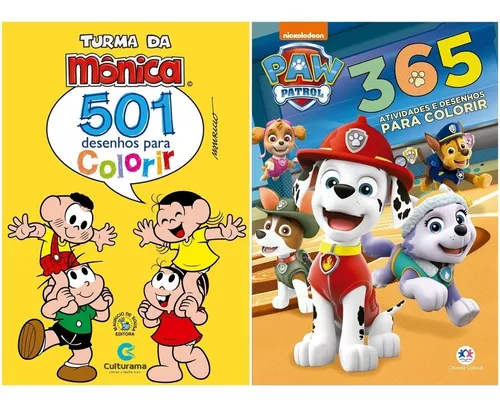 Kit 2 Livros Para Colorir 501 Desenhos Turma Da Mônica + 365 Atividades Patrulha  Canina