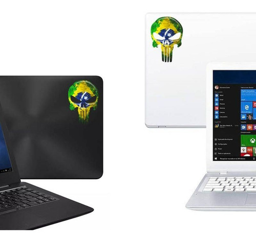 Imagem 2 de 4 de Adesivo Resinado Caveira O Justiceiro Brasil Envelhecido