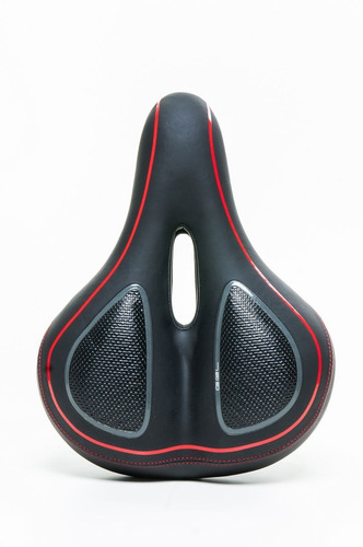 Selim Absolute Com Gel Elastômero Super Confortável Bike Cor Preto Listra Vermelho