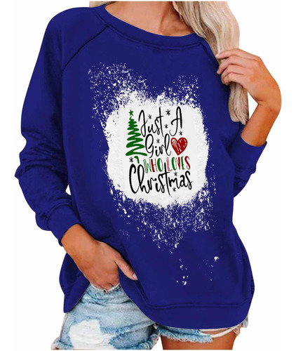 Tops Blanqueado Navidad Para Mujer Moda Otoño Camiseta Arbol